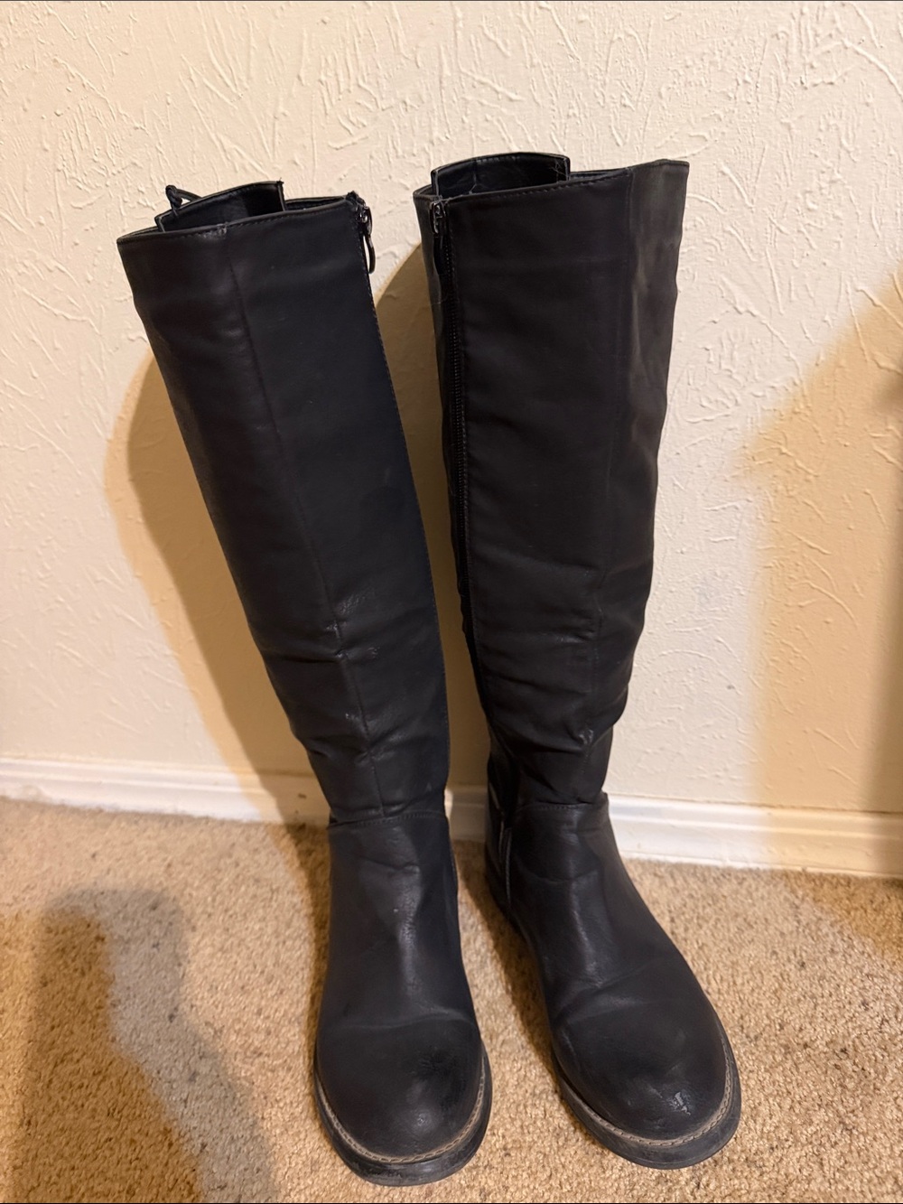 Black Over-the-Knee Riding Boots with Inside Zip